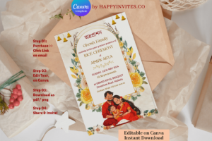 Annaprashan Baby Girl Rice Feeding Ceremony Invitation Template Card Canva