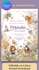 Fairy Birthday Invitation Card Magical Garden Butterfly Template Canva