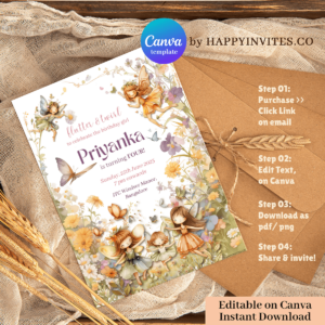 Fairy Birthday Invitation Card Magical Garden Butterfly Template Canva