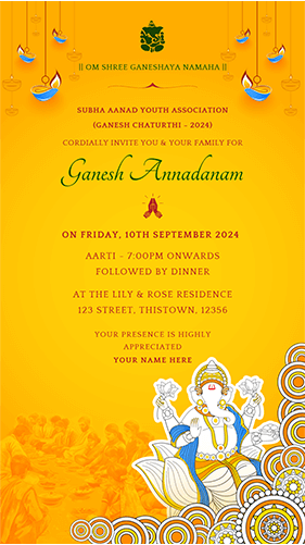 Annadanam Invitation Ganesh Happy Invites