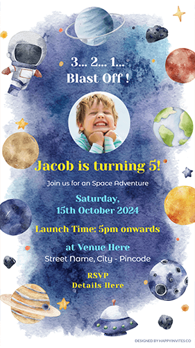 Space Theme Birthday Invitation Card