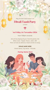 Diwali Taash Party Invitations