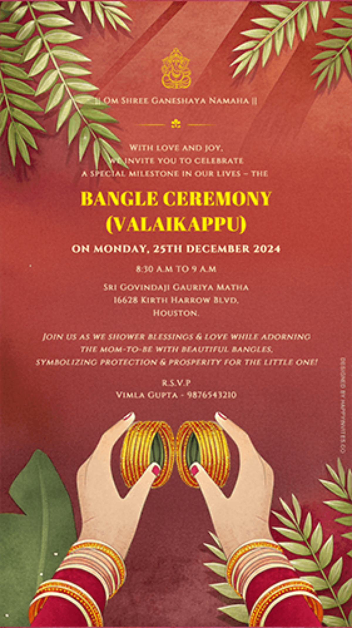 Valaikappu Function Baby Shower Bangles Bangle Ceremony Invitation