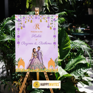Haldi Ceremony Welcome Board with Caricature