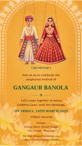 Hindi Gangaur Invitation Card Online