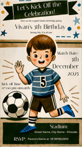 Football Theme Birthday Invitation Card