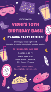Pajama Party Invitation Card