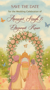 Sikh Wedding Save the Date Invitation 2