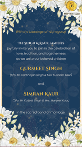 Floral Sikh Wedding Invitation Video 2