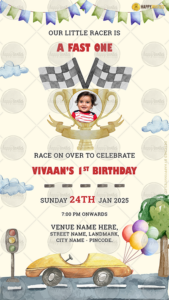 Car Theme Birthday Invitation Card 1