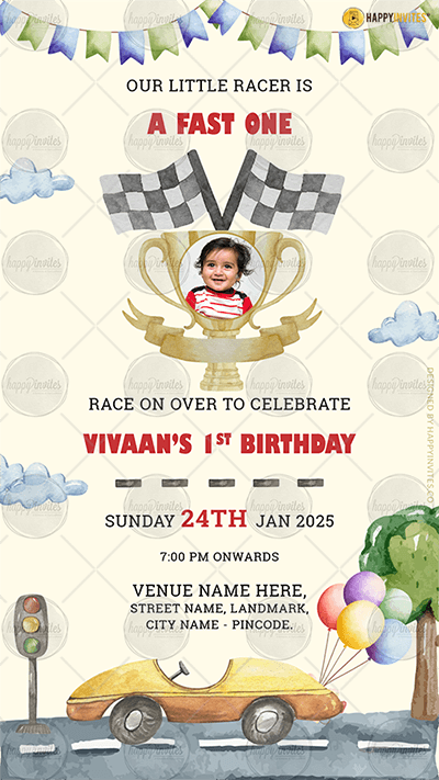 Car Theme Birthday Invitation Card 1