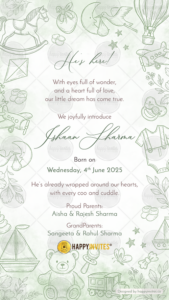 Creative Birth Announcement Card for Baby Boy