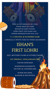 Lohri Function Invitation Card