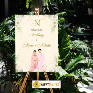 Floral Wedding Welcome Board Design